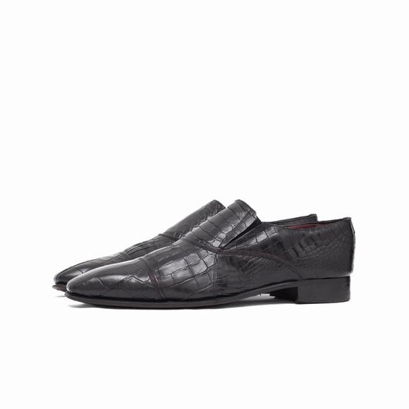 Caporicci 202 Luxury Italian Shoes Black Alligator Cap-Toe Loafers US 10.5 - Picture 5 of 16